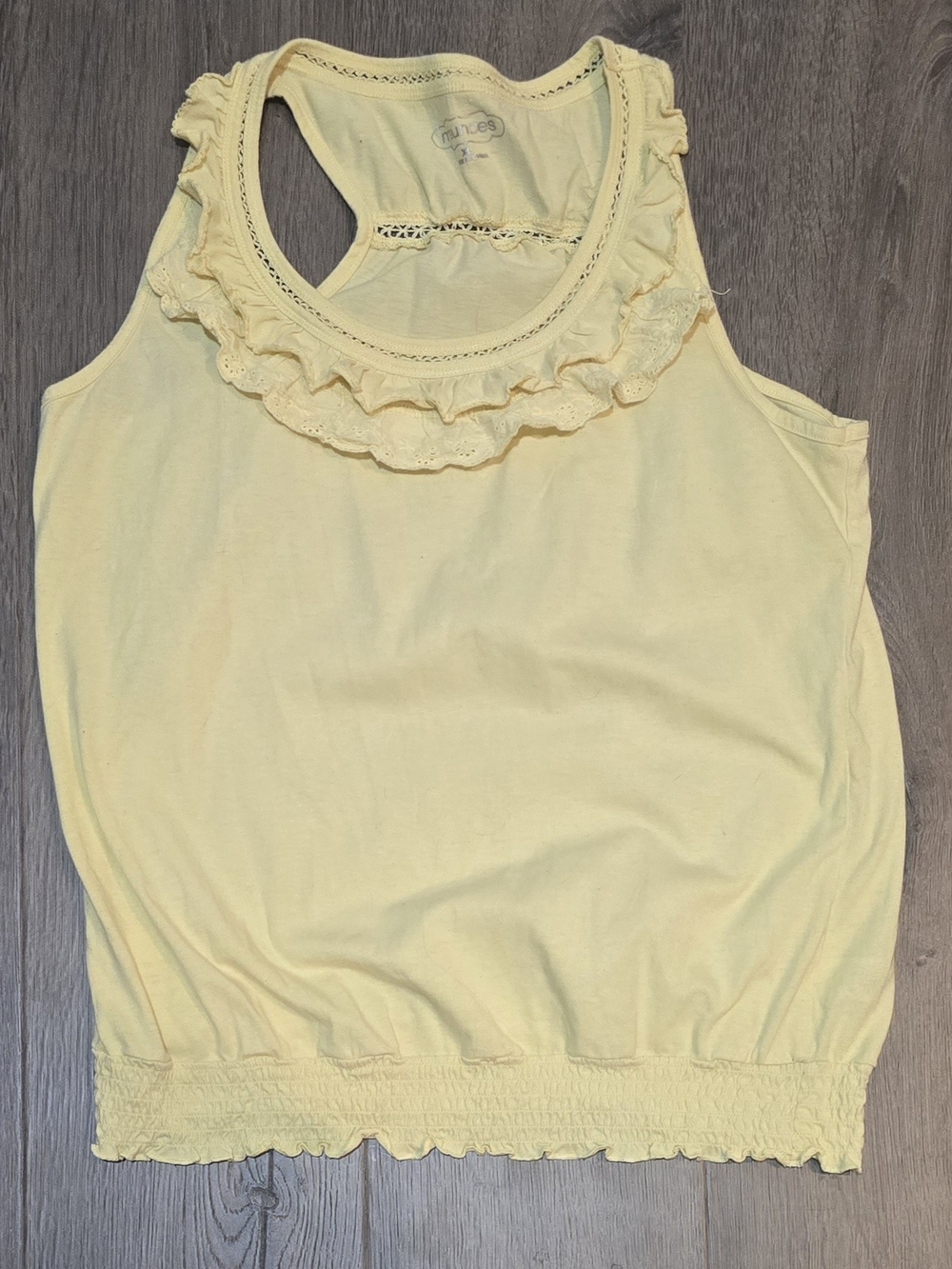 Maurices Yellow Ruffled Racer Back Tank Size XL